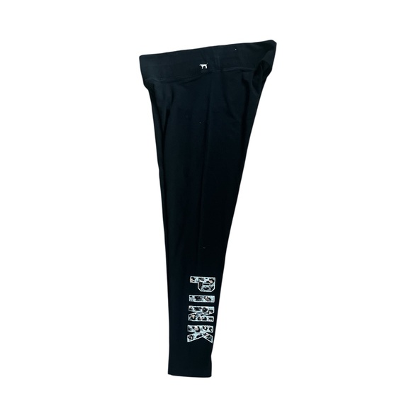 PINK Victoria's Secret Black Leopard Cheetah Bling Yoga Pants Size Large - Picture 1 of 4